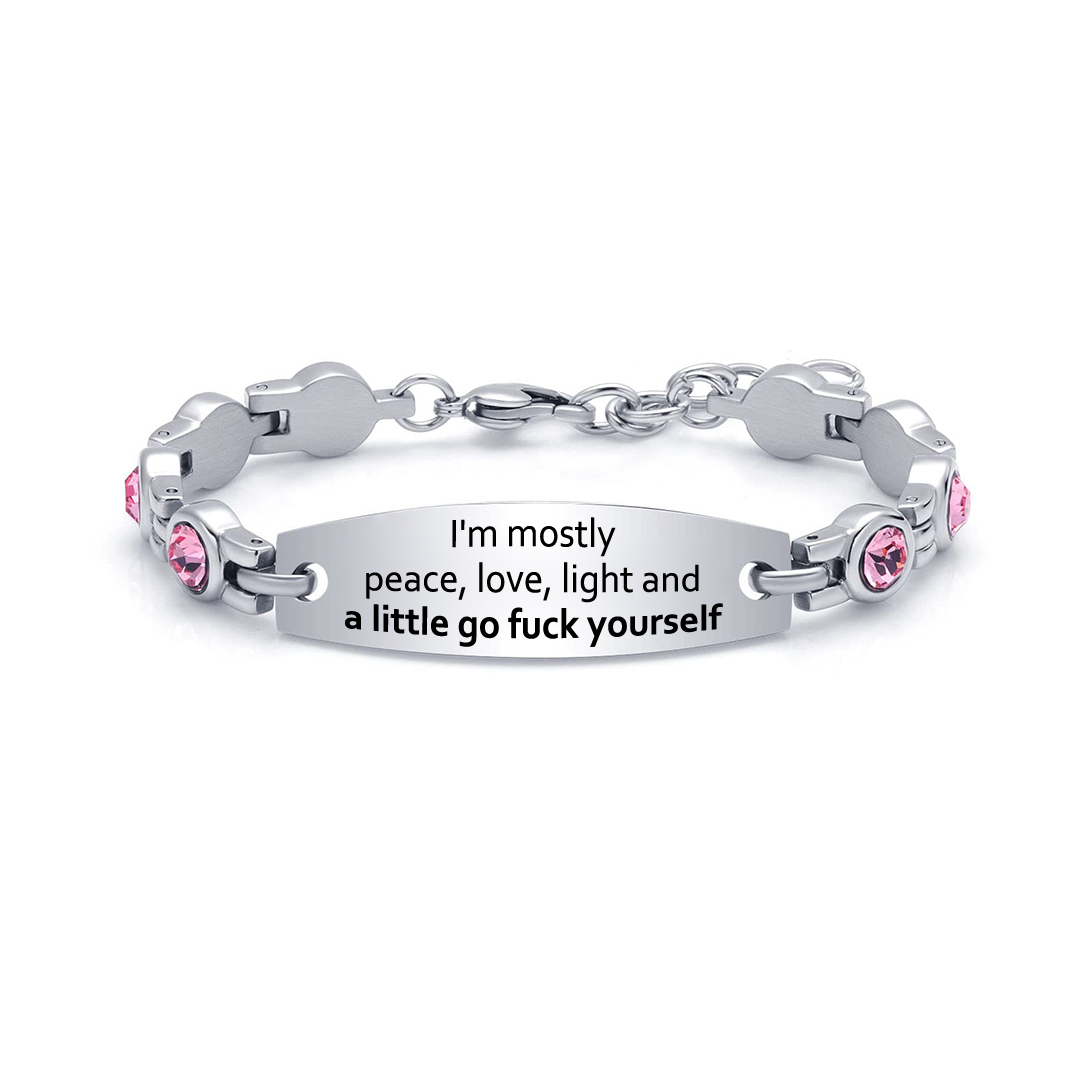 Love and Peace Circle Diamond Chain Bracelet