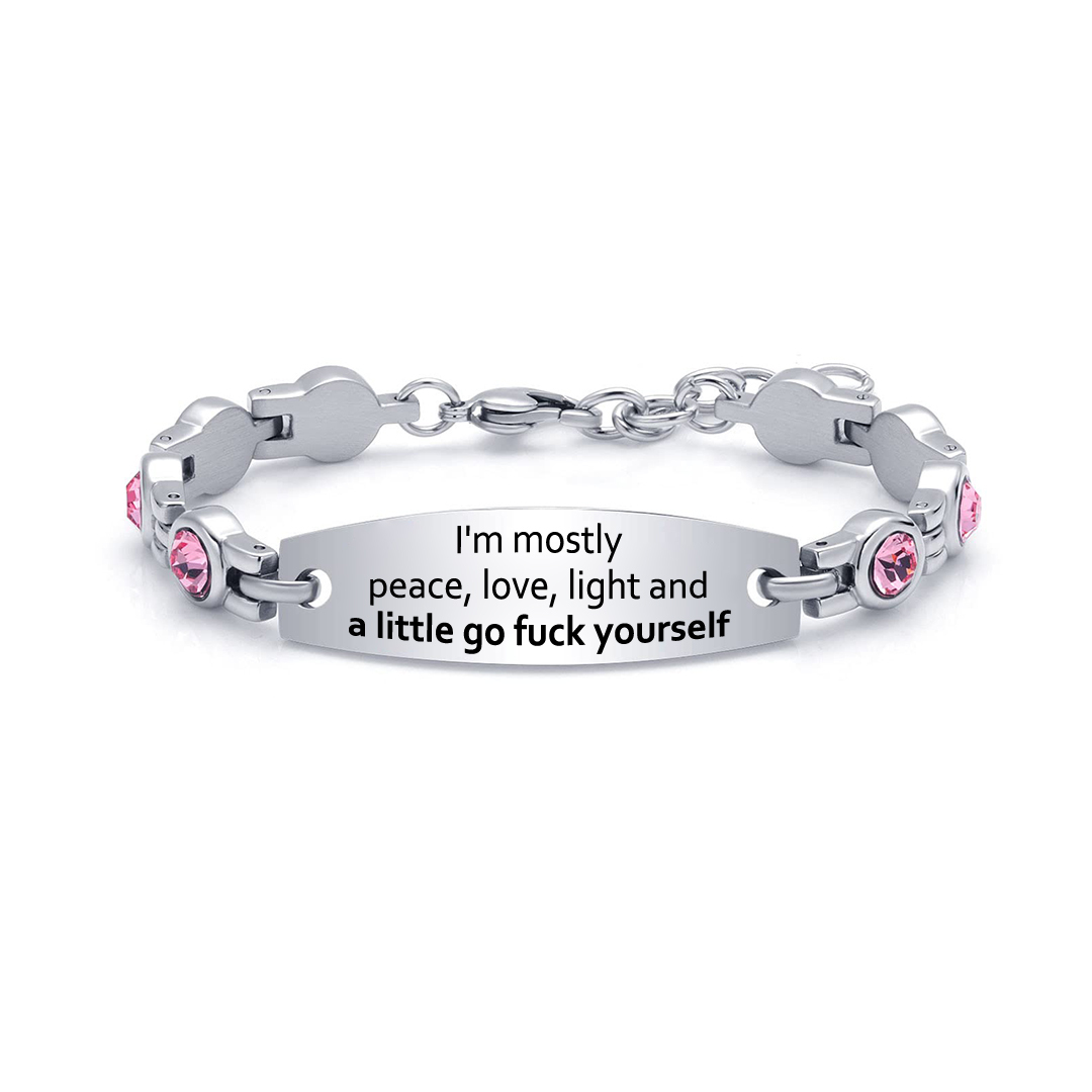 Love and Peace Circle Diamond Chain Bracelet