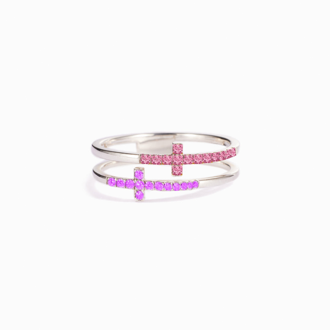 To My Daughter Pray Through It Double Cross Birthstone Custom Ring