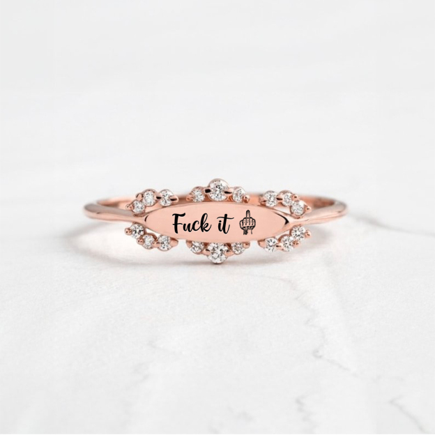 Fuck It Diamond Oval Ring