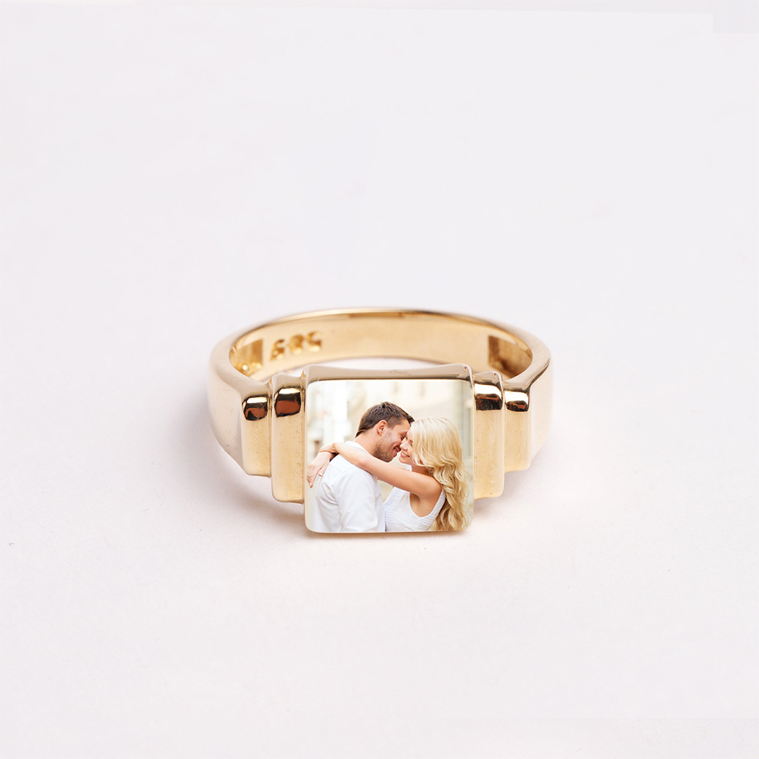 S925 Photo Custom Dainty Square Ring