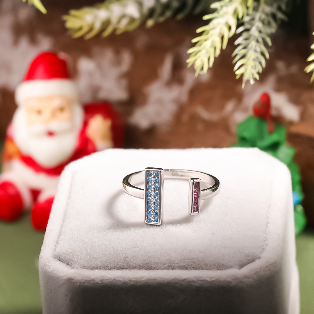 For Mother/Daughter -Thick and Thin Customized Birthstones Ring