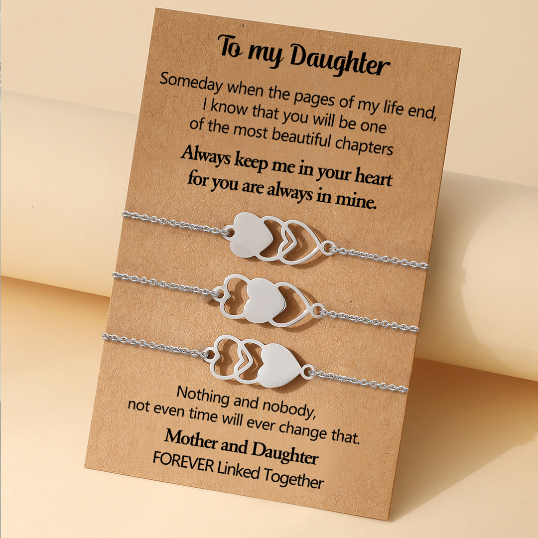 For Mother/Daughter - Lying Down Heart Bracelet Set