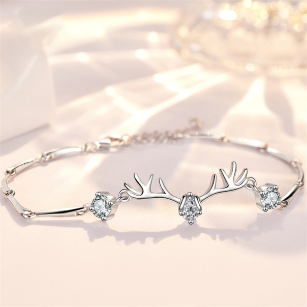 For Love -  My Hunt Was Over The Day I Met You Deer Antler Diamond Bracelet