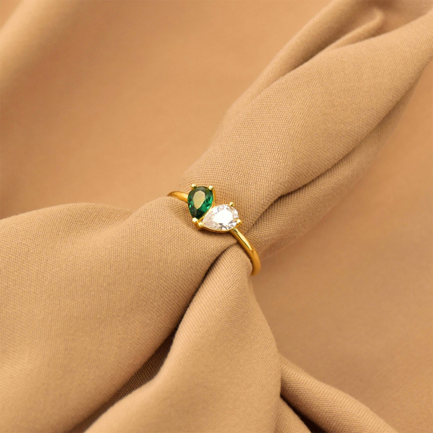 Mother & Daughter Forever Linked Together Customized Birthstones Heart Ring