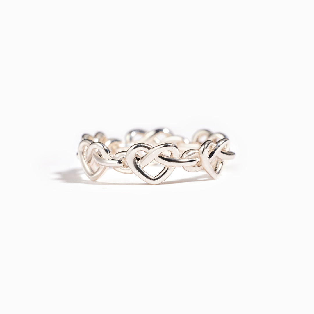 Mother & Daughter Always Connected Infinity Heart Knot Ring