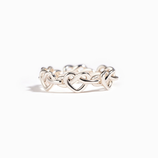 Mother & Daughter Always Connected Infinity Heart Knot Ring