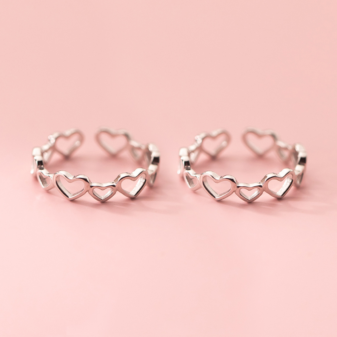 Mother & Daughter Big and Small Heart Interlocking Open Ring