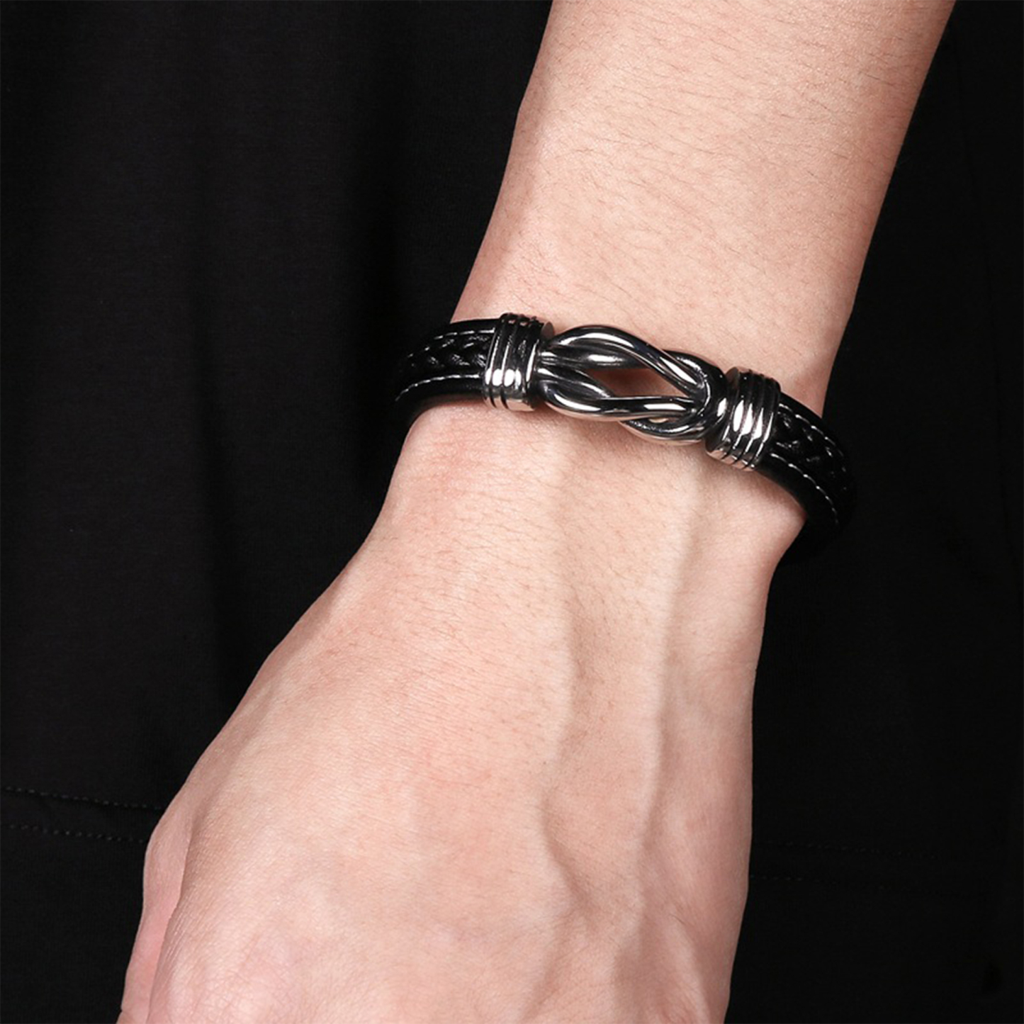 For Son - Mother & Son A link That Can Never Be Undone Black Knot Bracelet