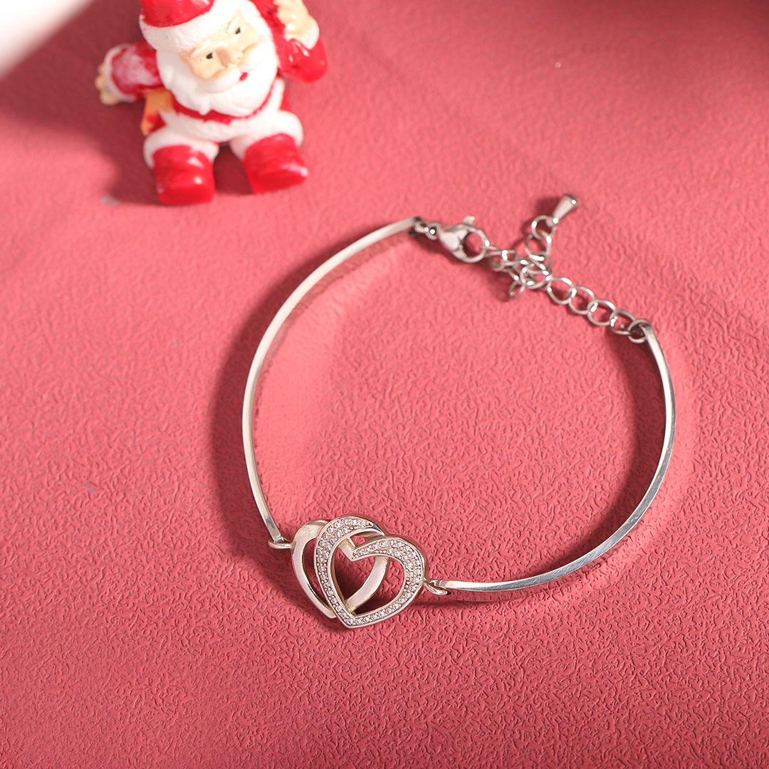 Mother & Daughter Forever Linked Together Double Heart Bracelet