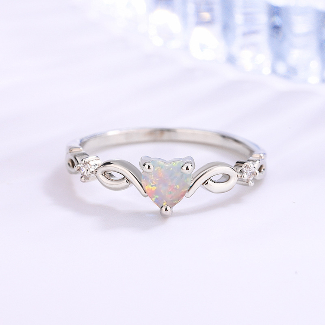 Heart Crossover Opal Ring