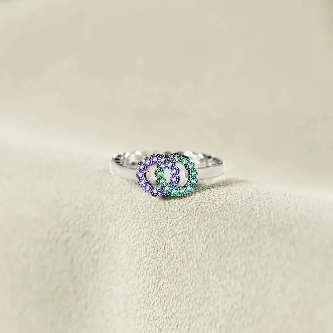 S925 Promise Forever Custom Birthstones Interlocking Ring