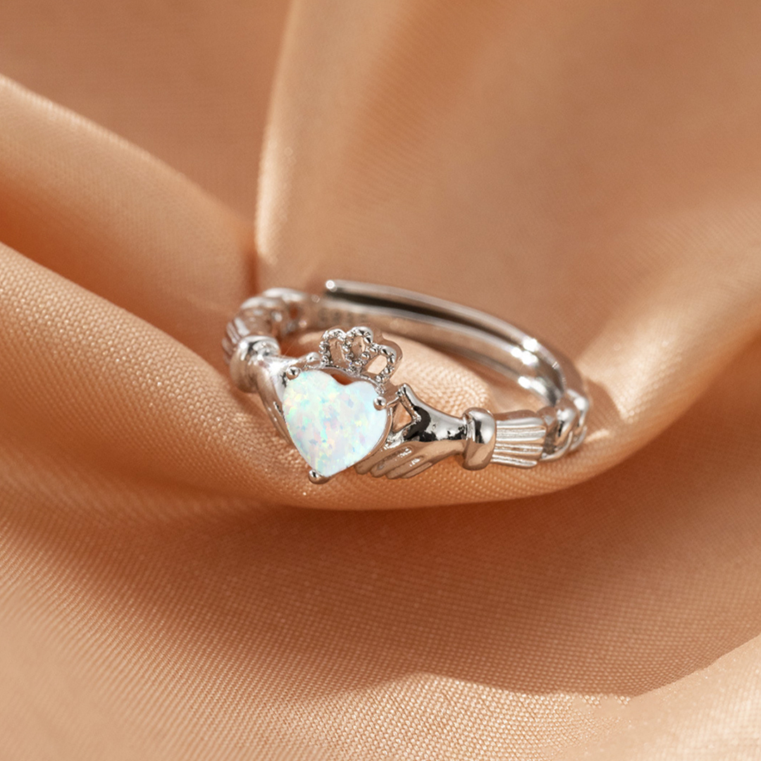 S925 Claddagh Opal Ring Ring