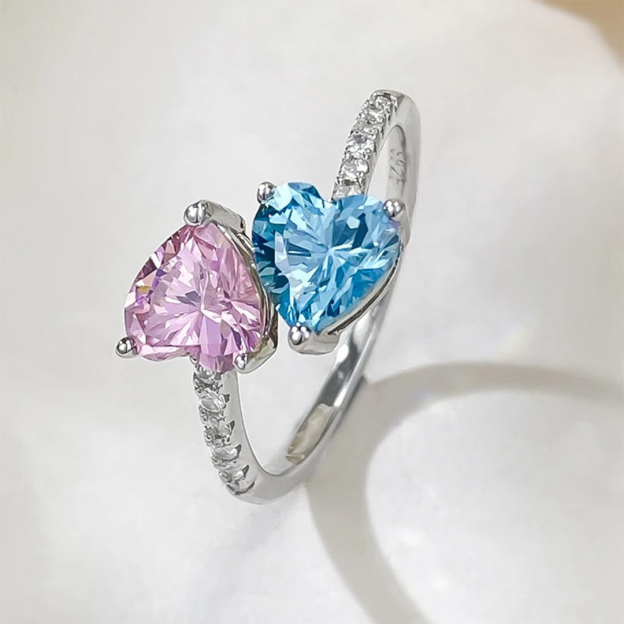 Mama of an Angel Pink & Blue Diamond Open Ring
