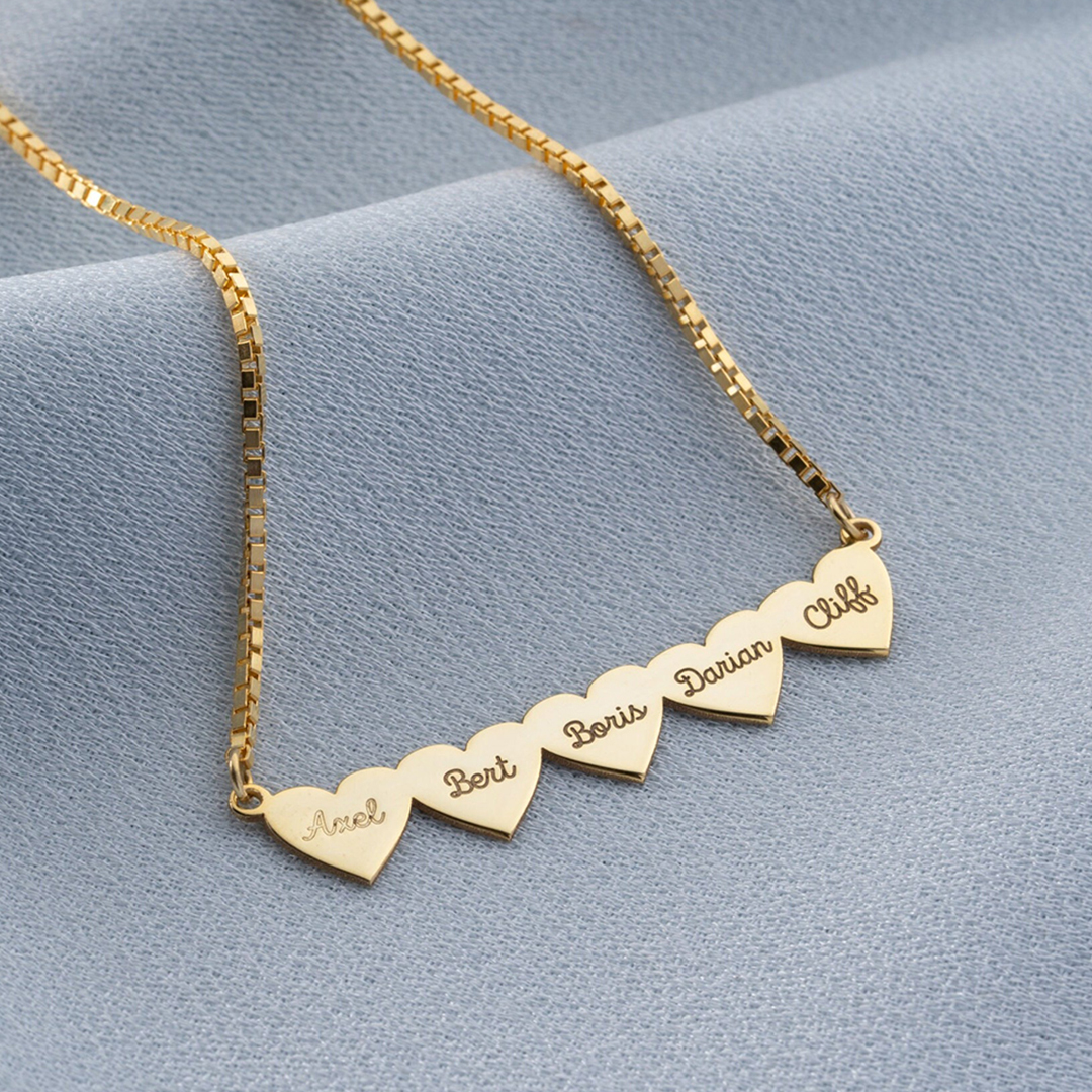 Personalized Name Hearts Necklace