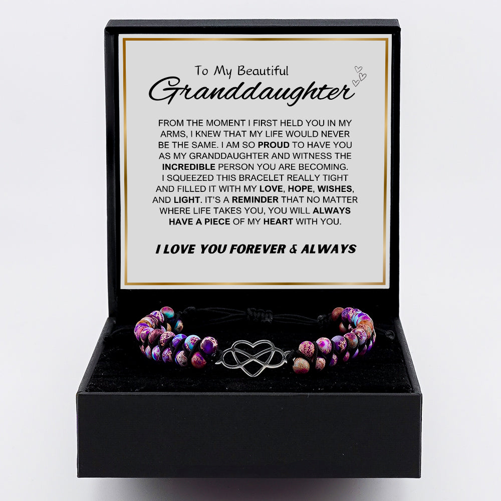 For Granddaughter - You will always Have A Piece Of My Heart Beads Bracelet