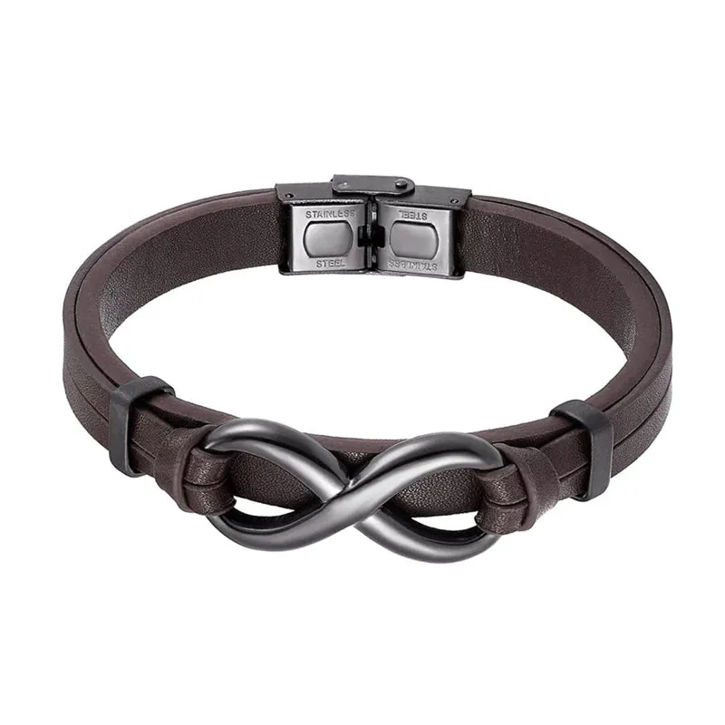 For Son - Mother & Son Forever Linked Together Infinity Leather Bracel