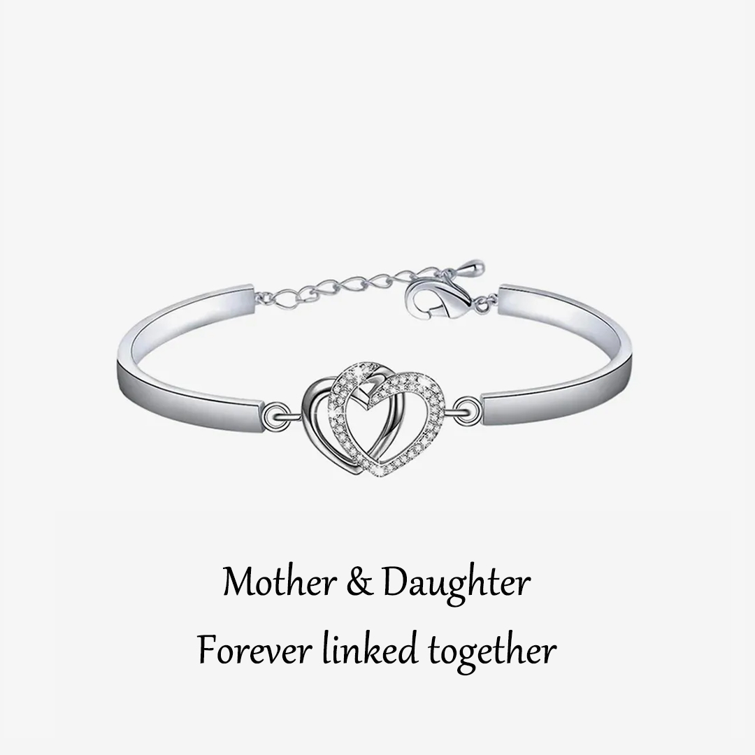 Mother & Daughter Forever Linked Together Double Heart Bracelet