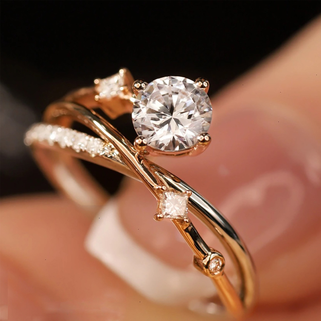 Diamond Cross Open Ring