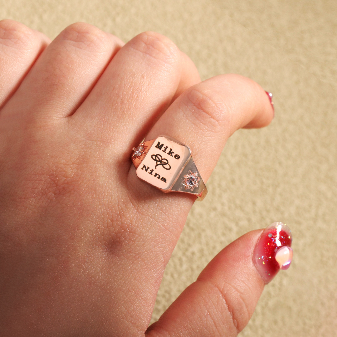 For Love - S925 Name And Birthstone Custom Ring