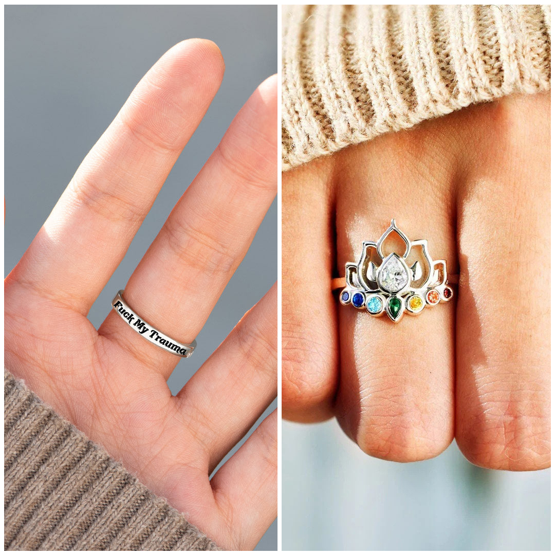 Fuck My Trauma Lotus Ring
