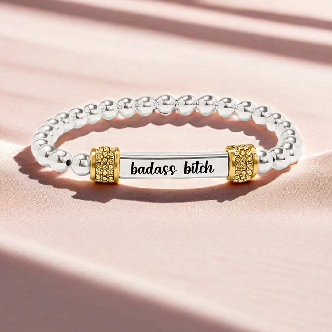 For Friend - Badass Bitch Dainty Diamond Beaded Stretch Bracelet