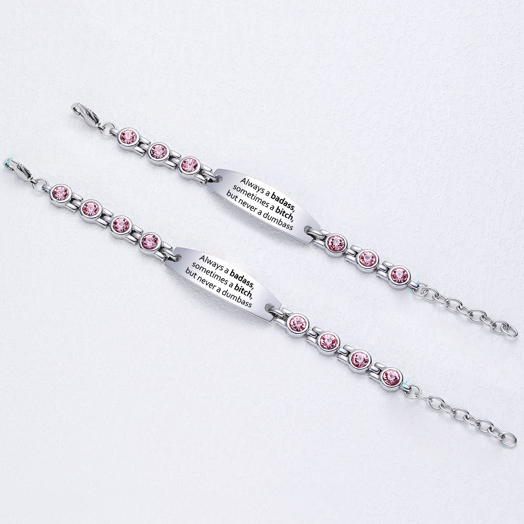 Badass Bitch Circle Diamond Chain Bracelet
