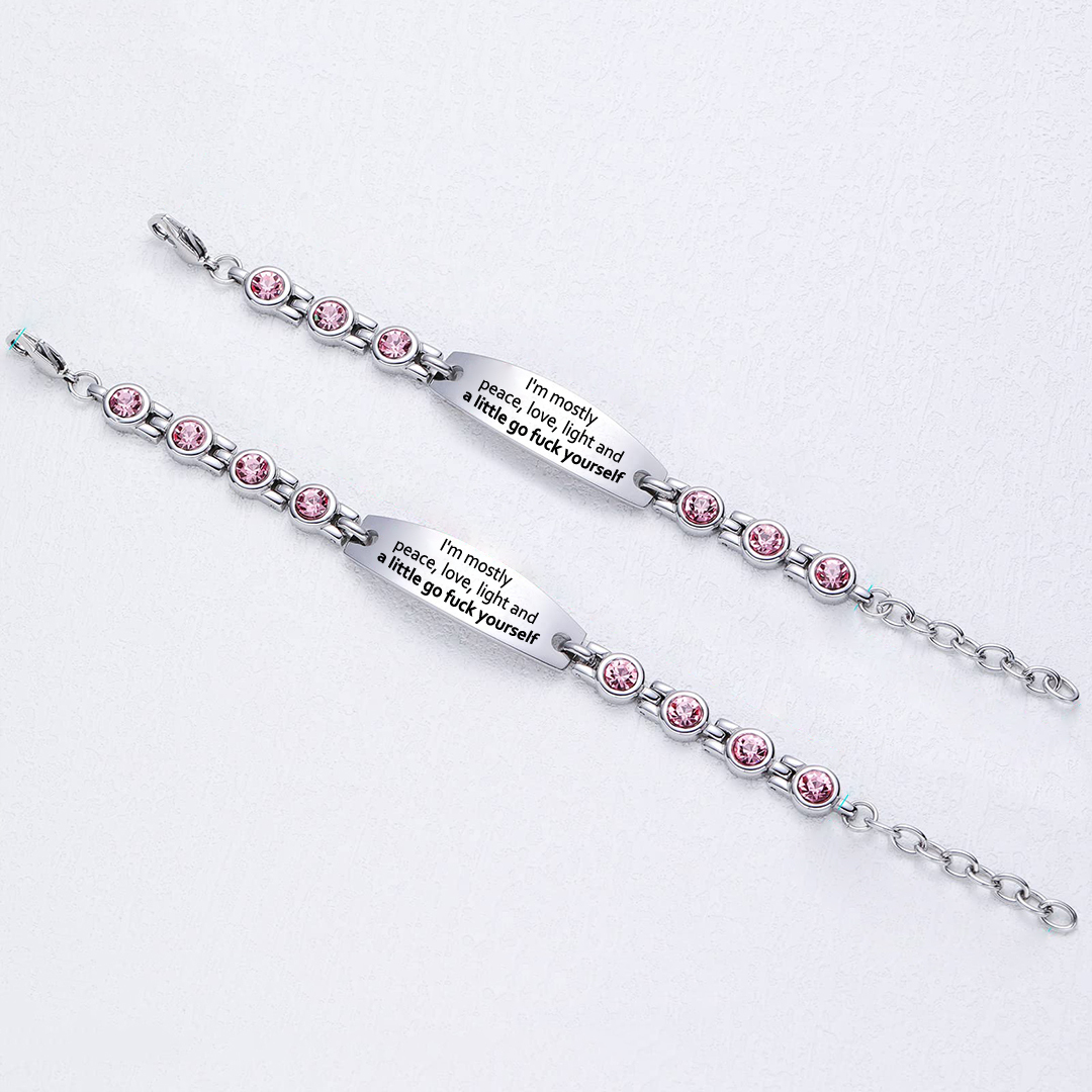 Love and Peace Circle Diamond Chain Bracelet
