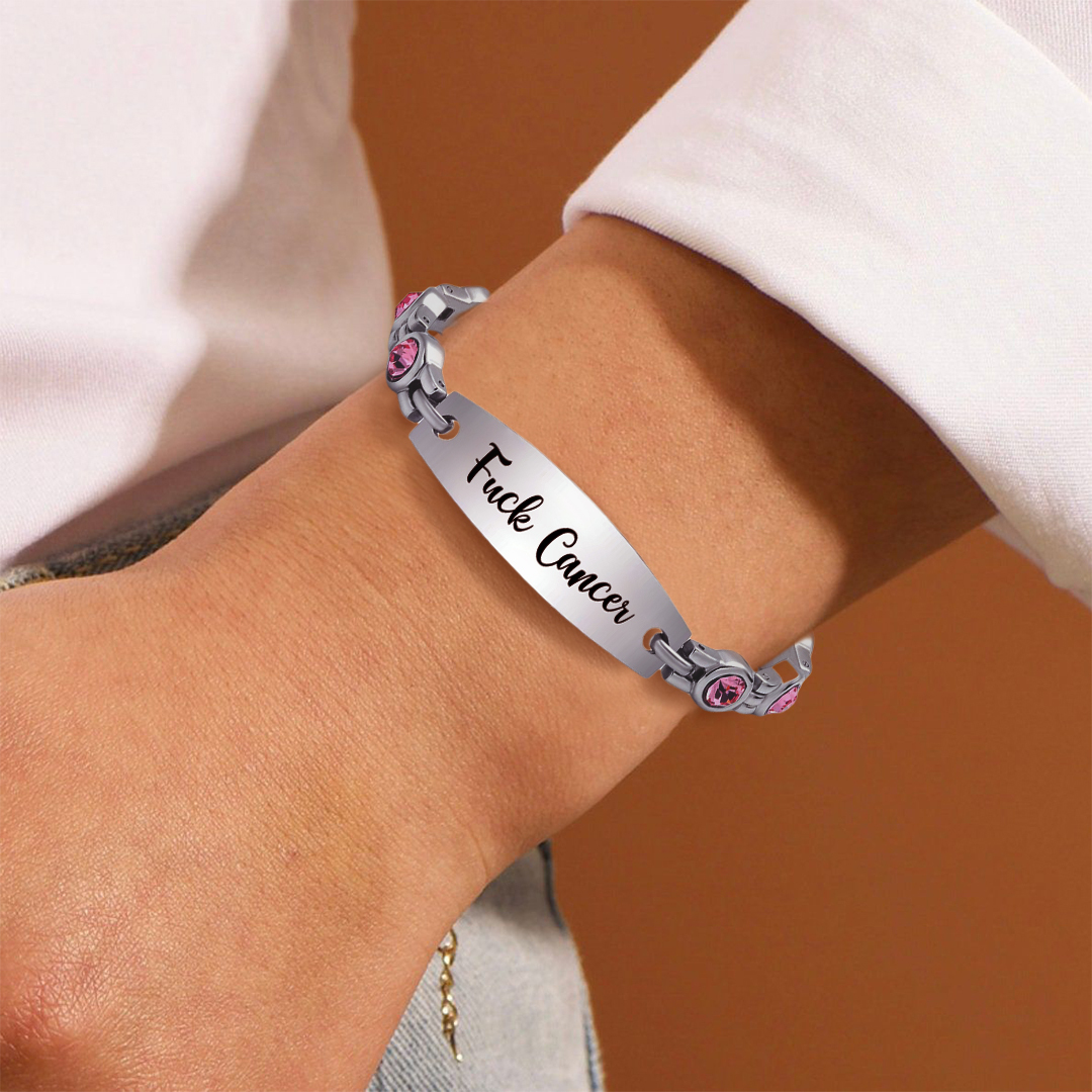 Fuck Cancer Circle Diamond Chain Bracelet