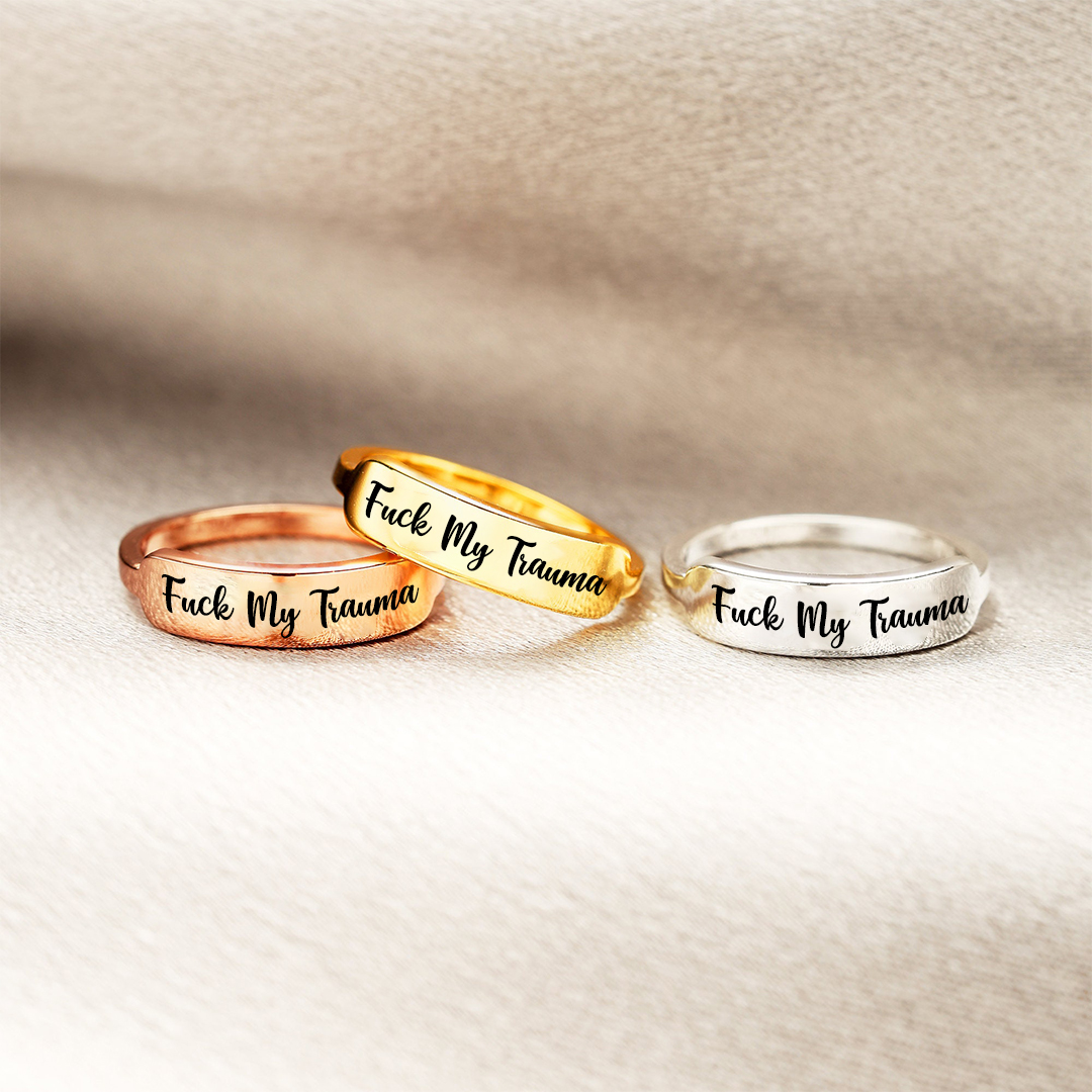 Fuck My Trauma Dainty Bar Ring
