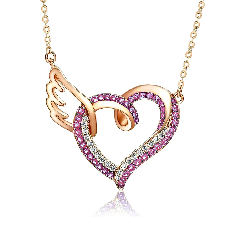 For Memorial - Life And Death Birthstone Love Wings Necklace