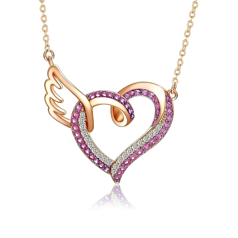 For Memorial - Life And Death Birthstone Love Wings Necklace