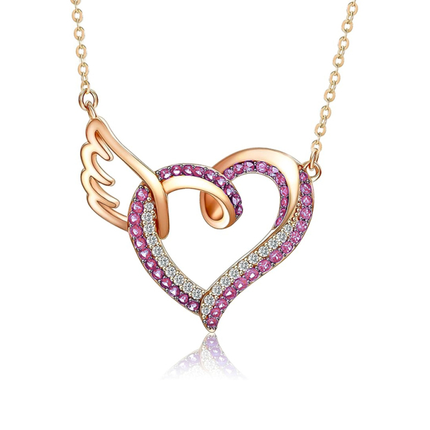 For Memorial - Life And Death Birthstone Love Wings Necklace