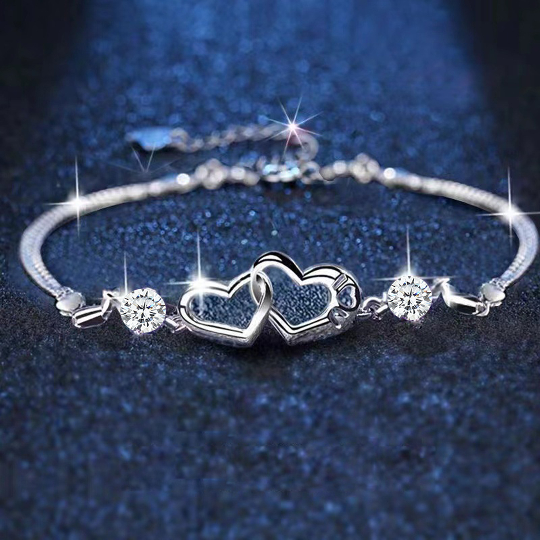 S925 Forever Linked Together Double Diamond Bracelet