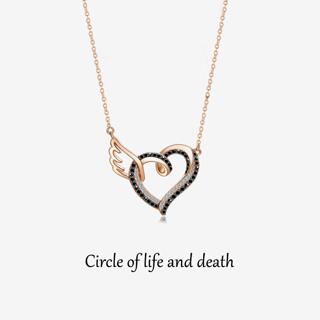 For Memorial - I'll Hold You in My Heart Until I Can Hold You in Heaven Black Diamond Necklace