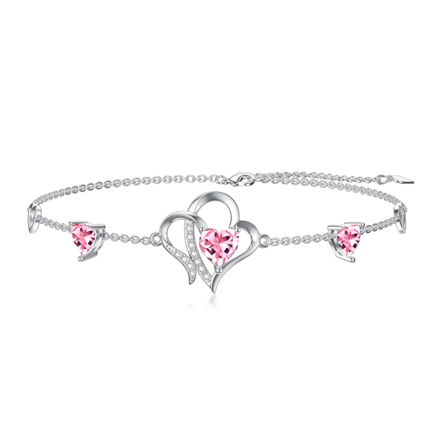 For Daughter-in-Law - S925 Birthstone Double Heart Bracelet