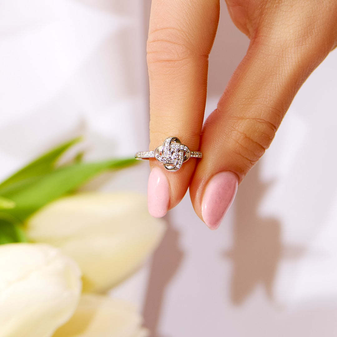 S925 The Love Between Mother And Daughter Is Forever Knot Ring