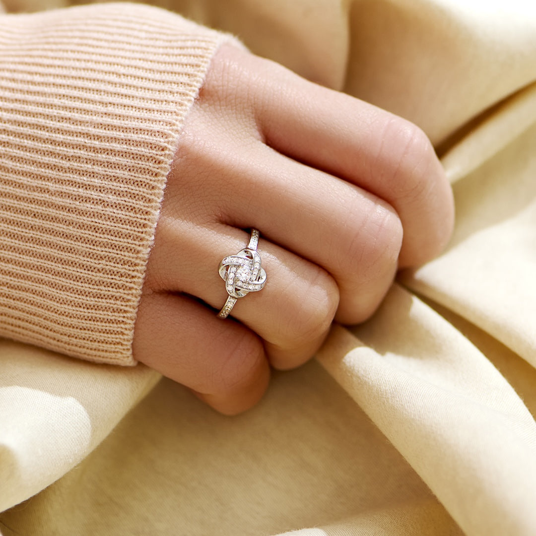 S925 The Love Between Mother And Daughter Is Forever Knot Ring