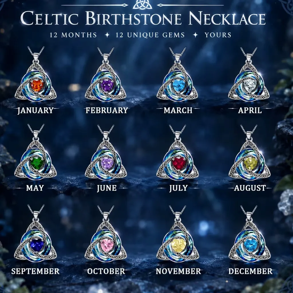 Custom Celtic Knot Birthstone Crystal Necklace