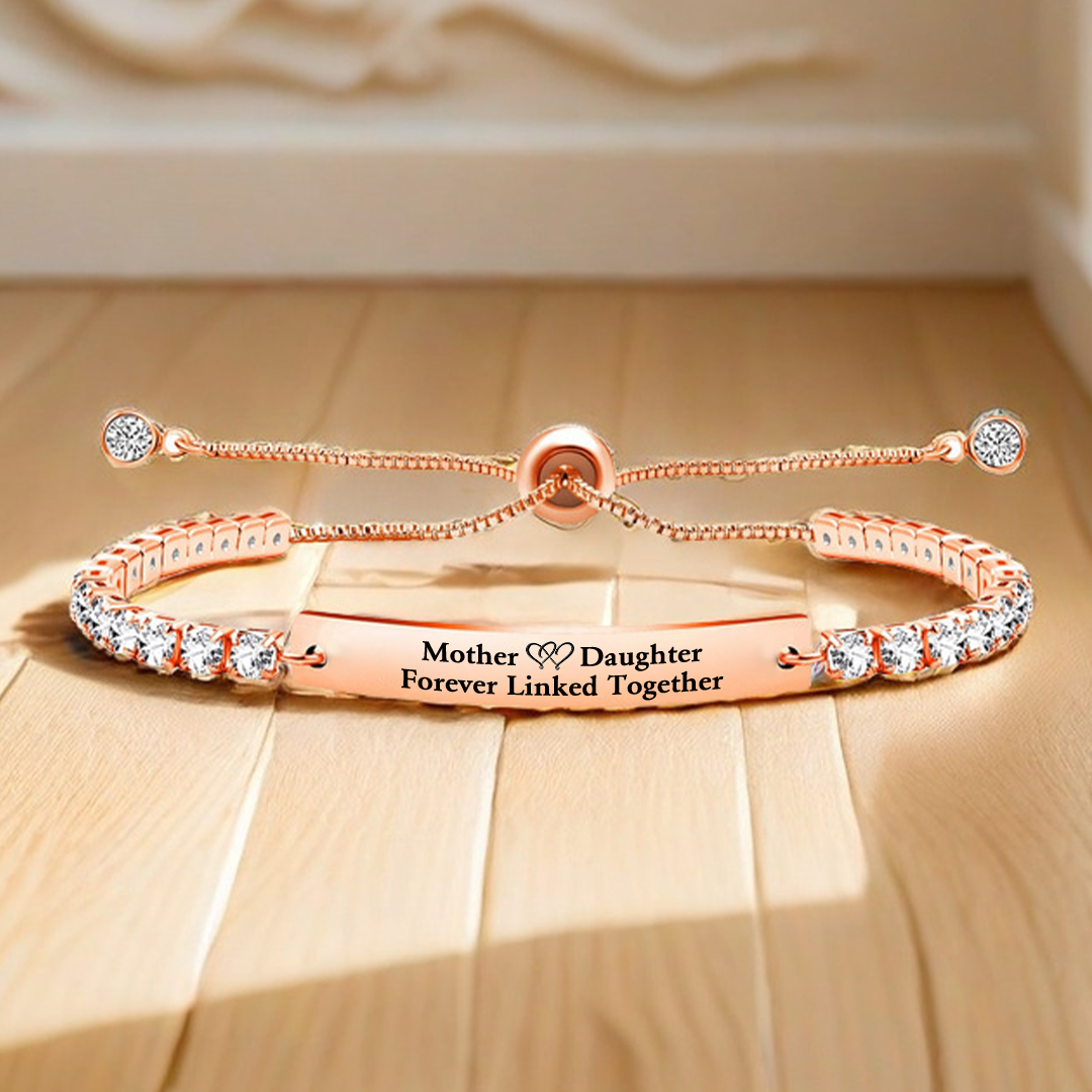 Mother and Daughter Forever Linked Together Long Strip Tennis Bracelet