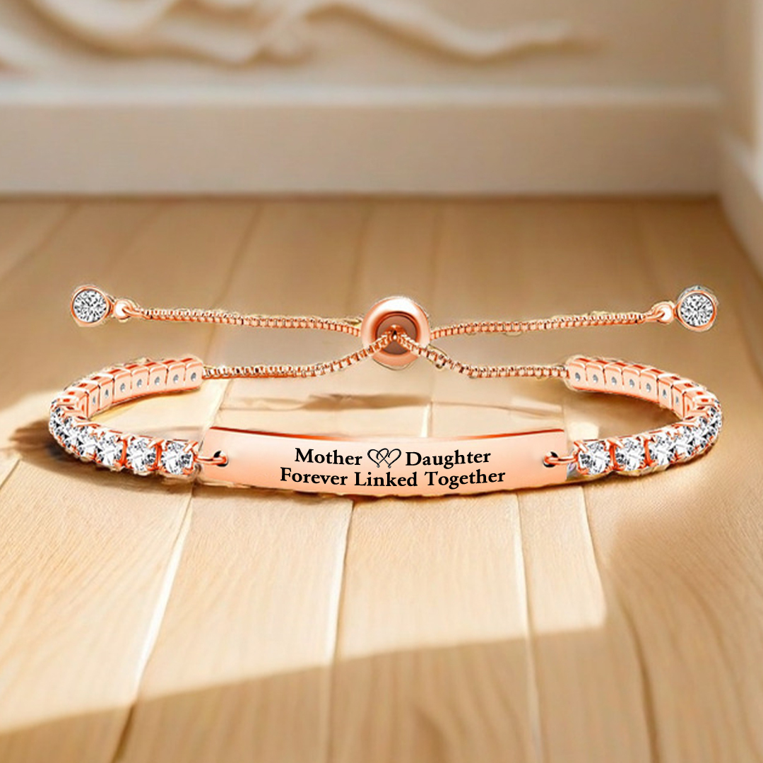 Mother and Daughter Forever Linked Together Long Strip Tennis Bracelet
