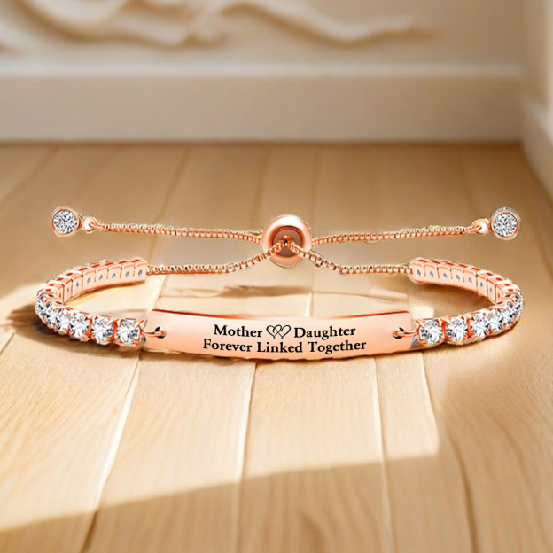 Mother and Daughter Forever Linked Together Long Strip Tennis Bracelet