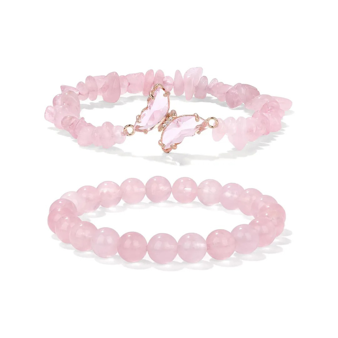 They Fly With Us Every Day Double-layer crystal butterfly bracelet