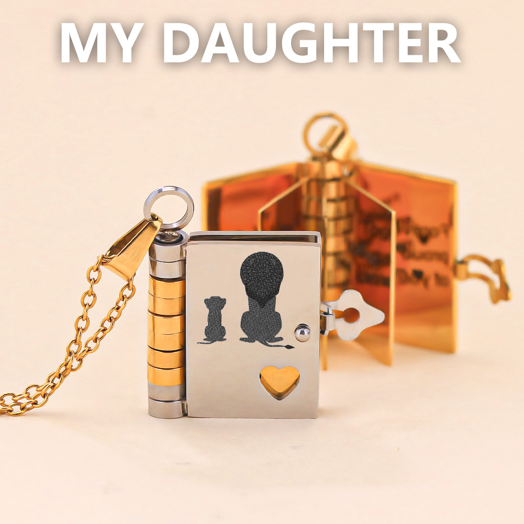 For Daughter - I'm Proud to Be Your Father Book Necklace