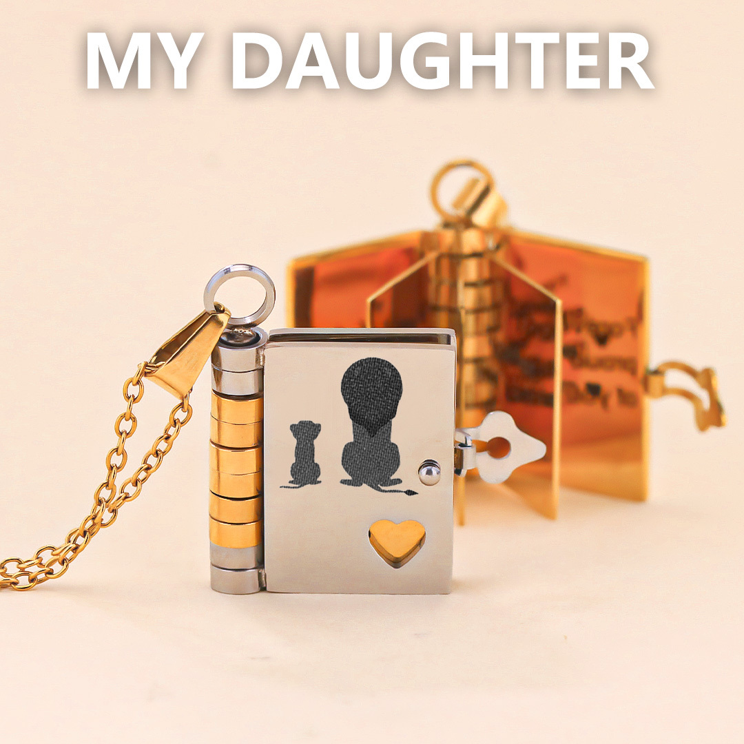 For Daughter - I'm Proud to Be Your Father Book Necklace