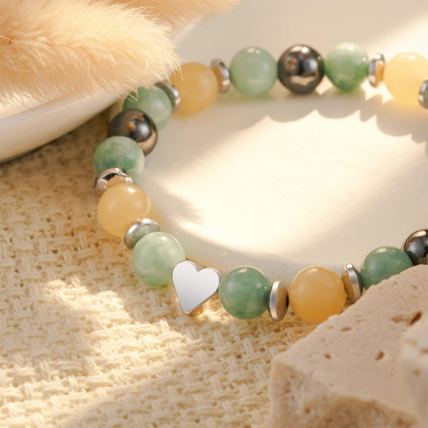 For Daughter - Never Forget How Much I Love You Heart Bead Bracelet
