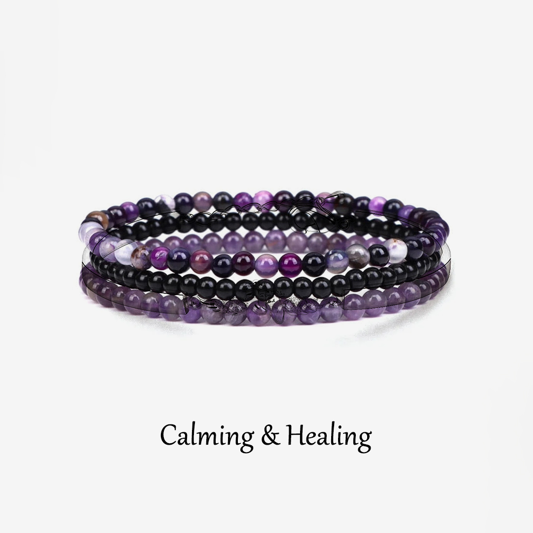 Amethyst Stress Relief Beaded Bracelet Set