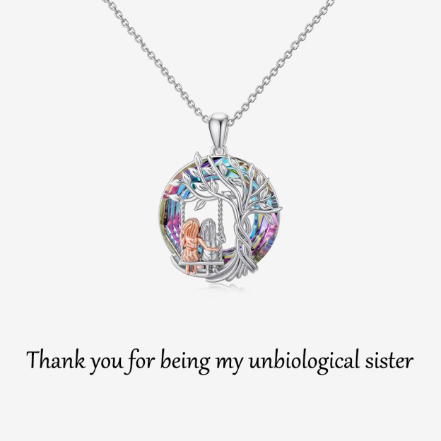 For Friend - S925 Thank You for Being My Unbiological Sister Tree of Life Sisters Necklace