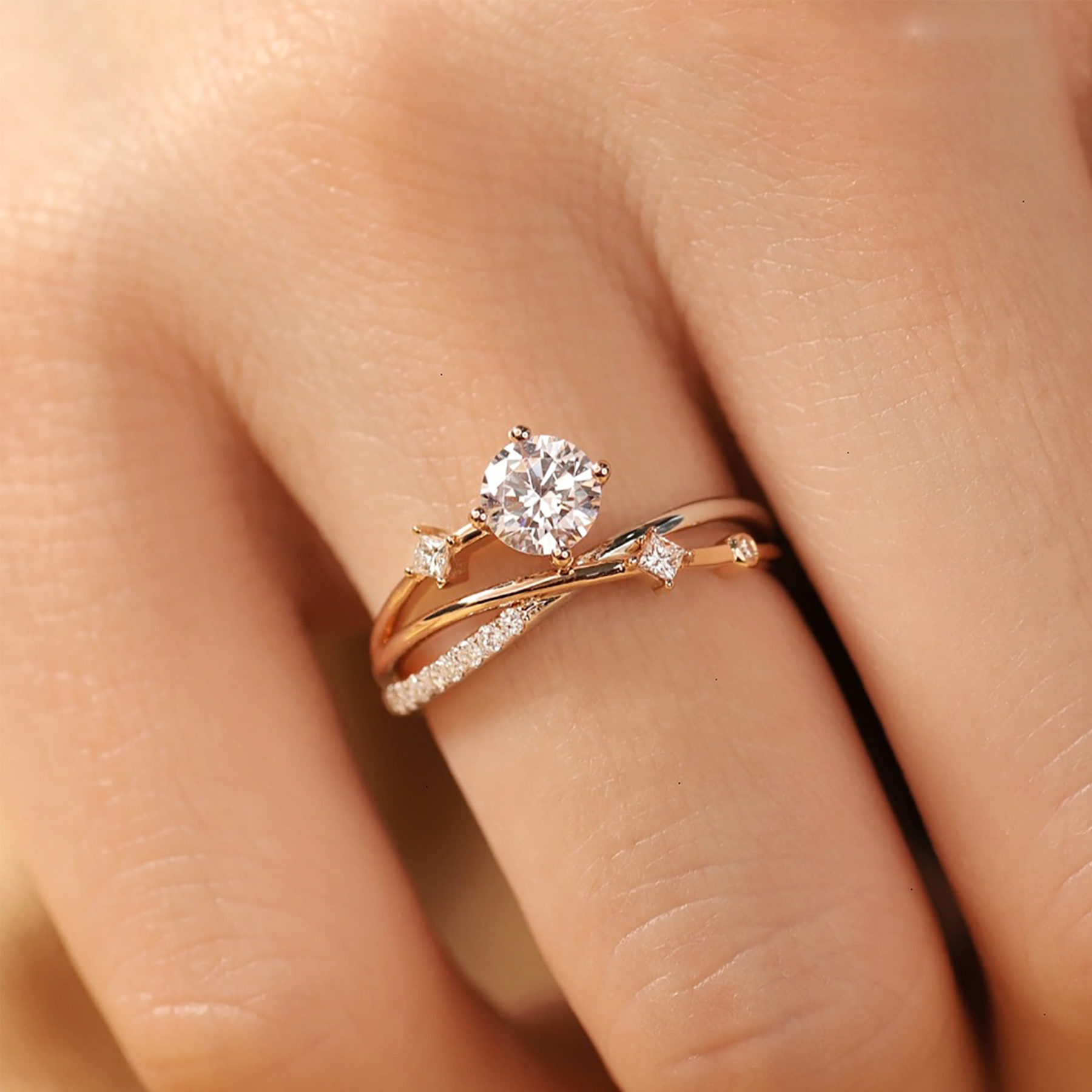 Diamond Cross Open Ring