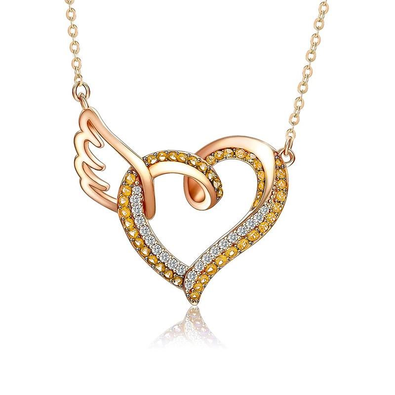 For Memorial - Life And Death Birthstone Love Wings Necklace